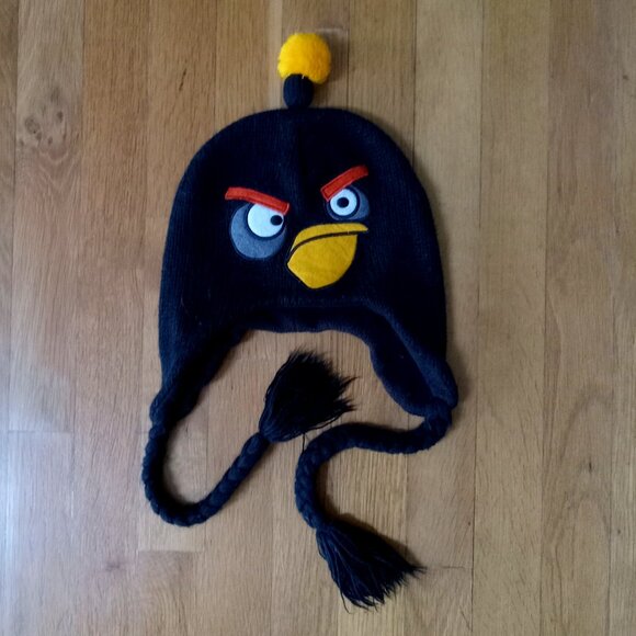 🔥Angry Birds Fleece Lined Hat with Braids and Yellow Pom - Picture 2 of 6